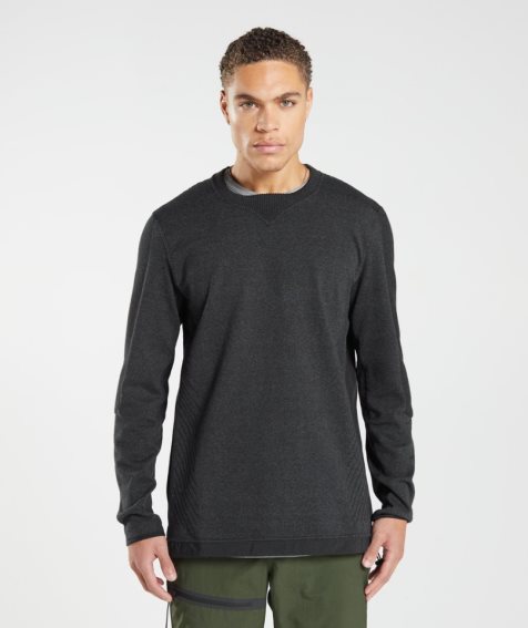 Men's Gymshark Retake Crew Sweatshirts Black | NZ 6BVOFE